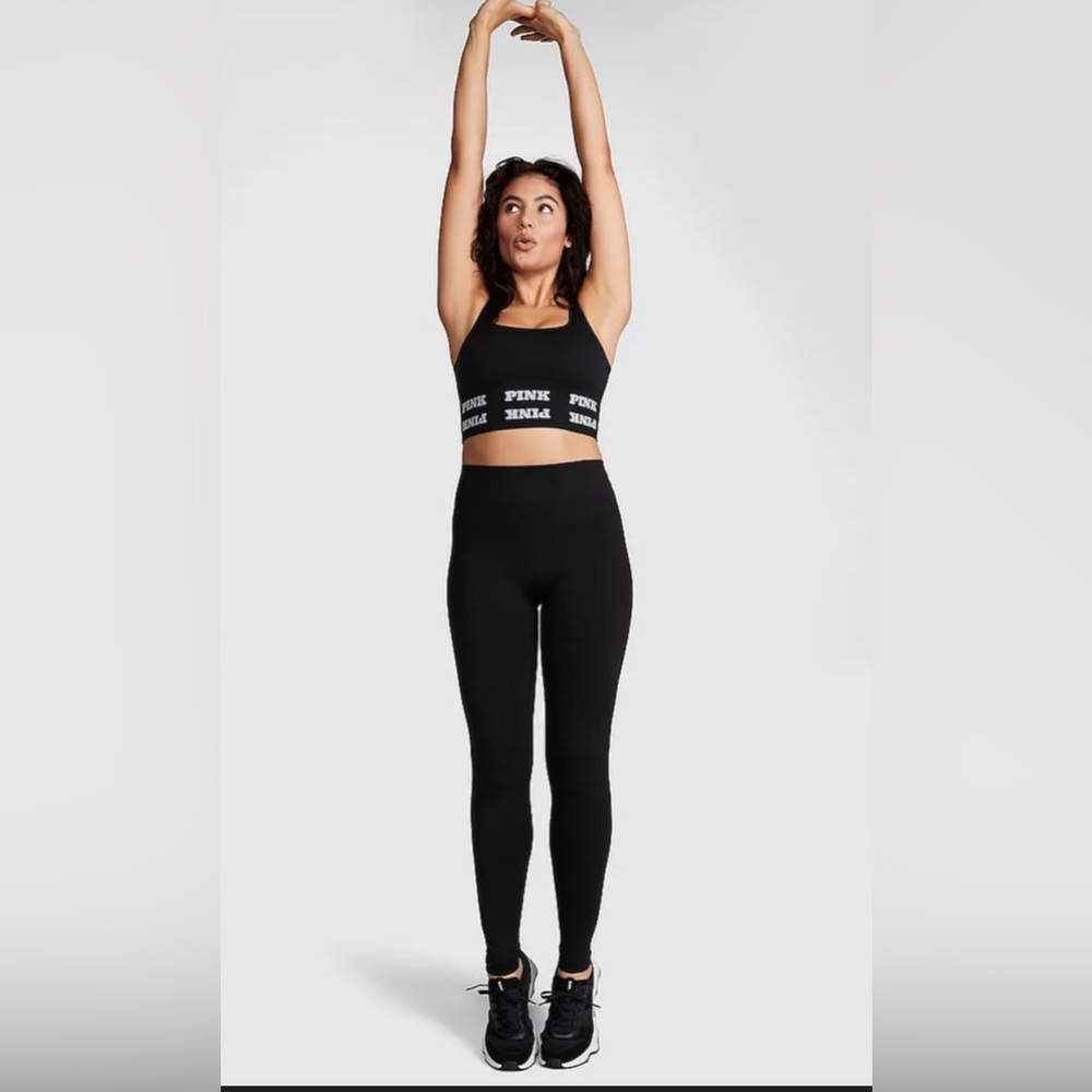 PINK Victoria's Secret Black Seamless Workout Tight Leggings